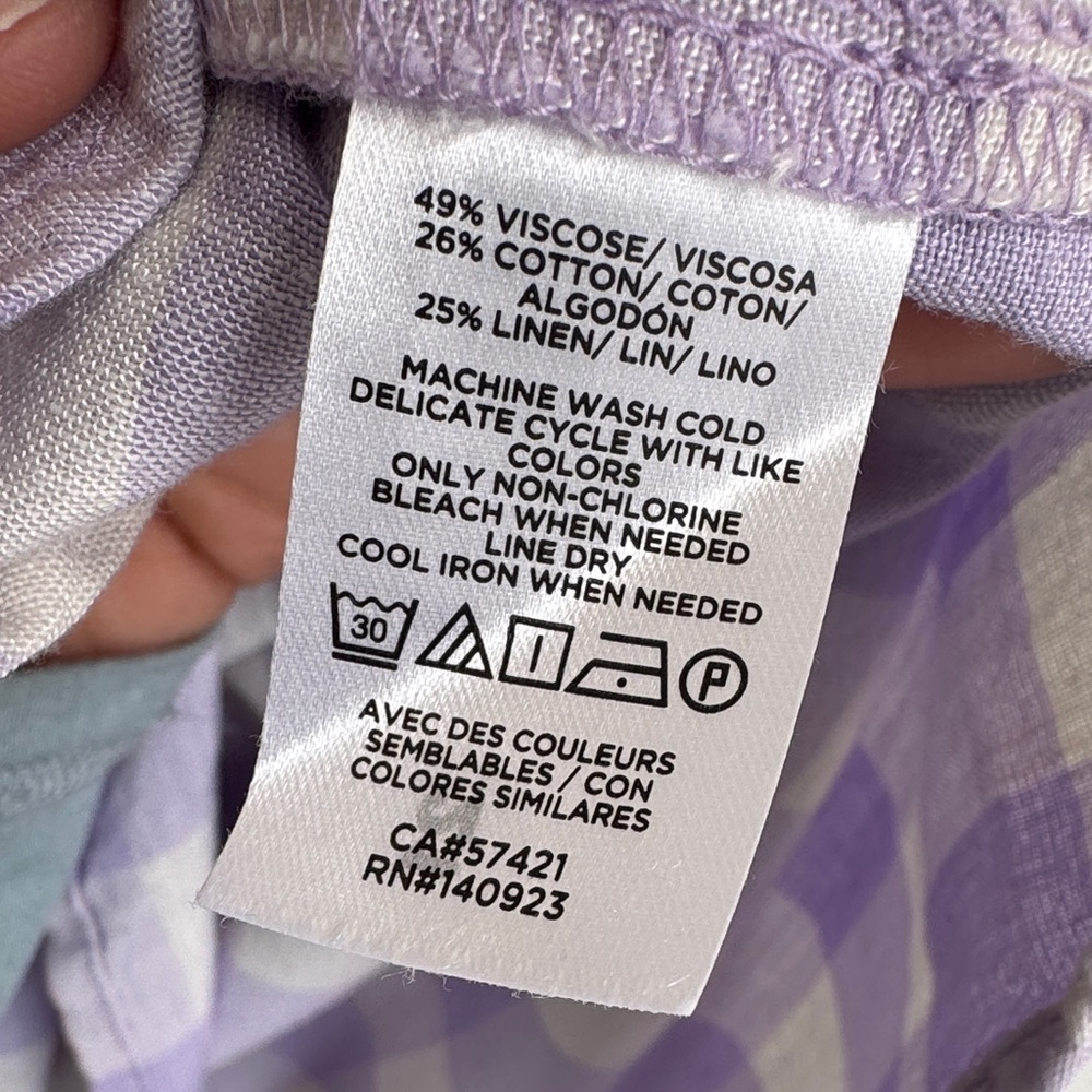 Loft Lavender Gingham Button Front Blouse Ruffle … - image 7